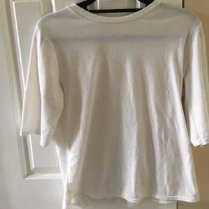 White elbow-length tee